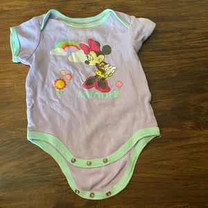 3-6M purple and teal onesie with minnie print